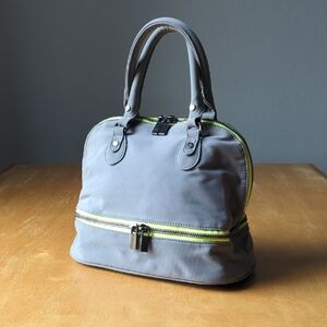 Women's Athletic Bag - Gray Satchel with Yellow Accent Zippers